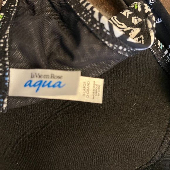 NWOT: La Vie en Rose Aqua Aztec Lined Bandeau Bikini Top - Picture 5 of 6